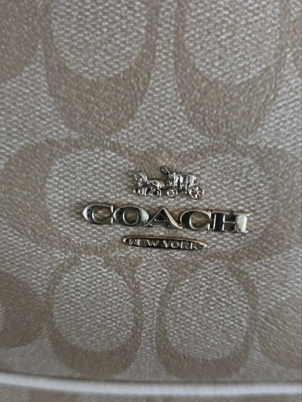 Coach Beige Signature Canvas Hobo Bag